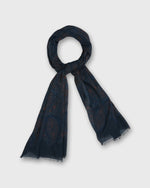 Load image into Gallery viewer, Wool/Cashmere Print Scarf in Midnight/Red Paisley
