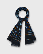 Load image into Gallery viewer, Wool/Cashmere Print Scarf in Navy Mosaic
