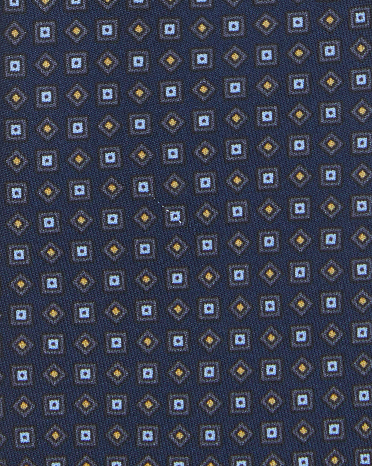 Silk Print Tie in Midnight/Sky/Yellow Geometric