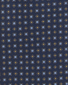 Silk Print Tie in Midnight/Sky/Yellow Geometric