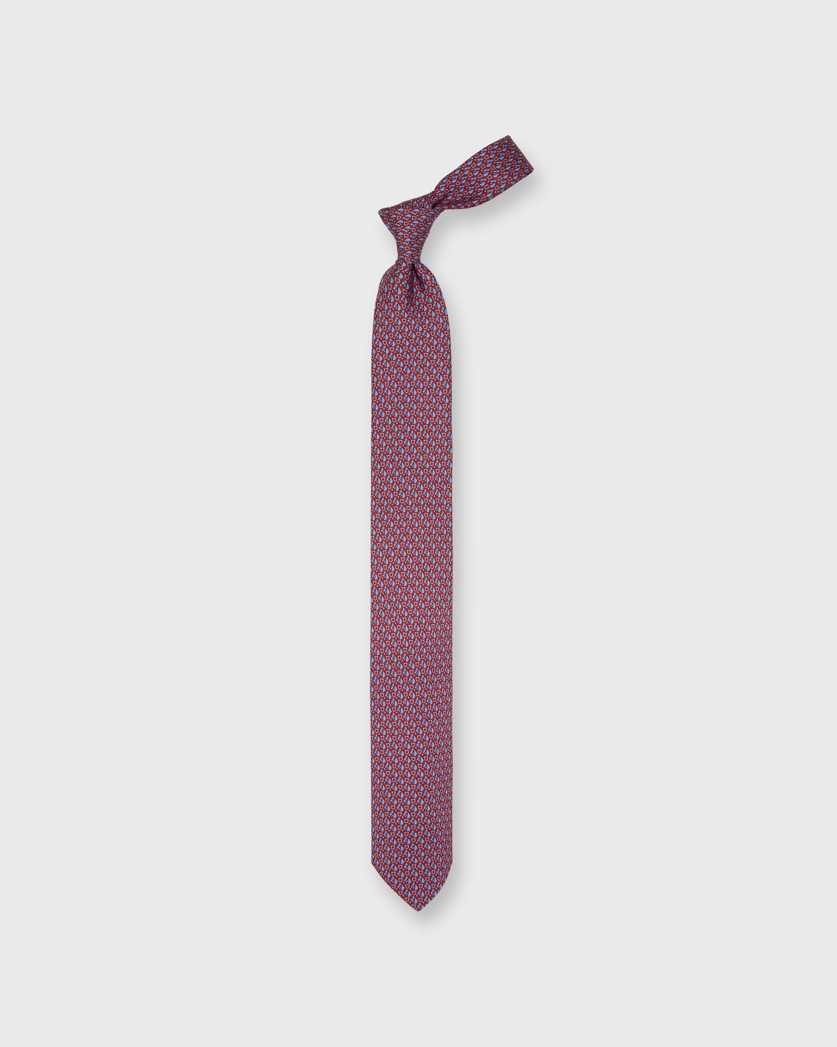 Silk Print Tie in Red/Sky Horse