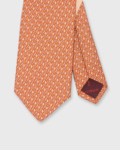 Salvatore Ferragamo top tie in orange with white sheep design