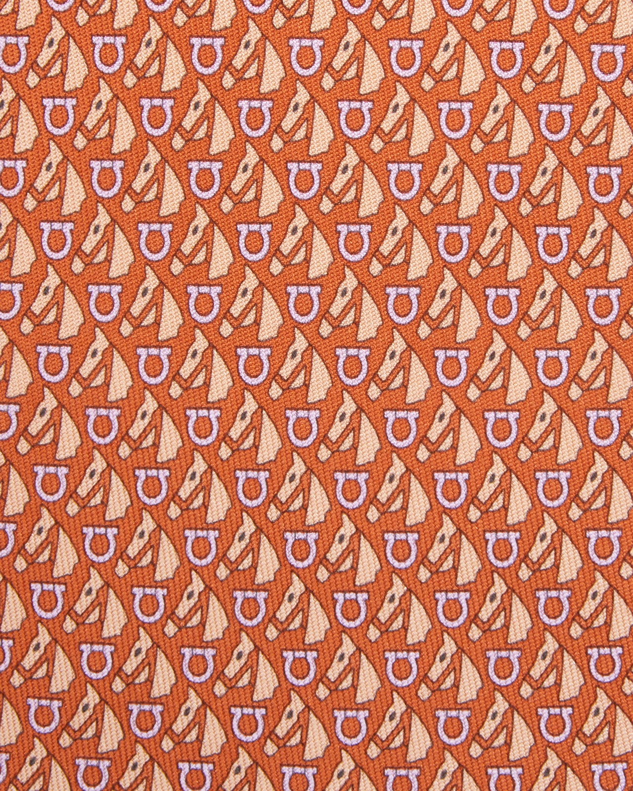 Silk Print Tie in Orange/Yellow Horse