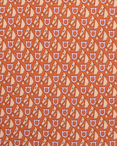 Silk Print Tie in Orange/Yellow Horse