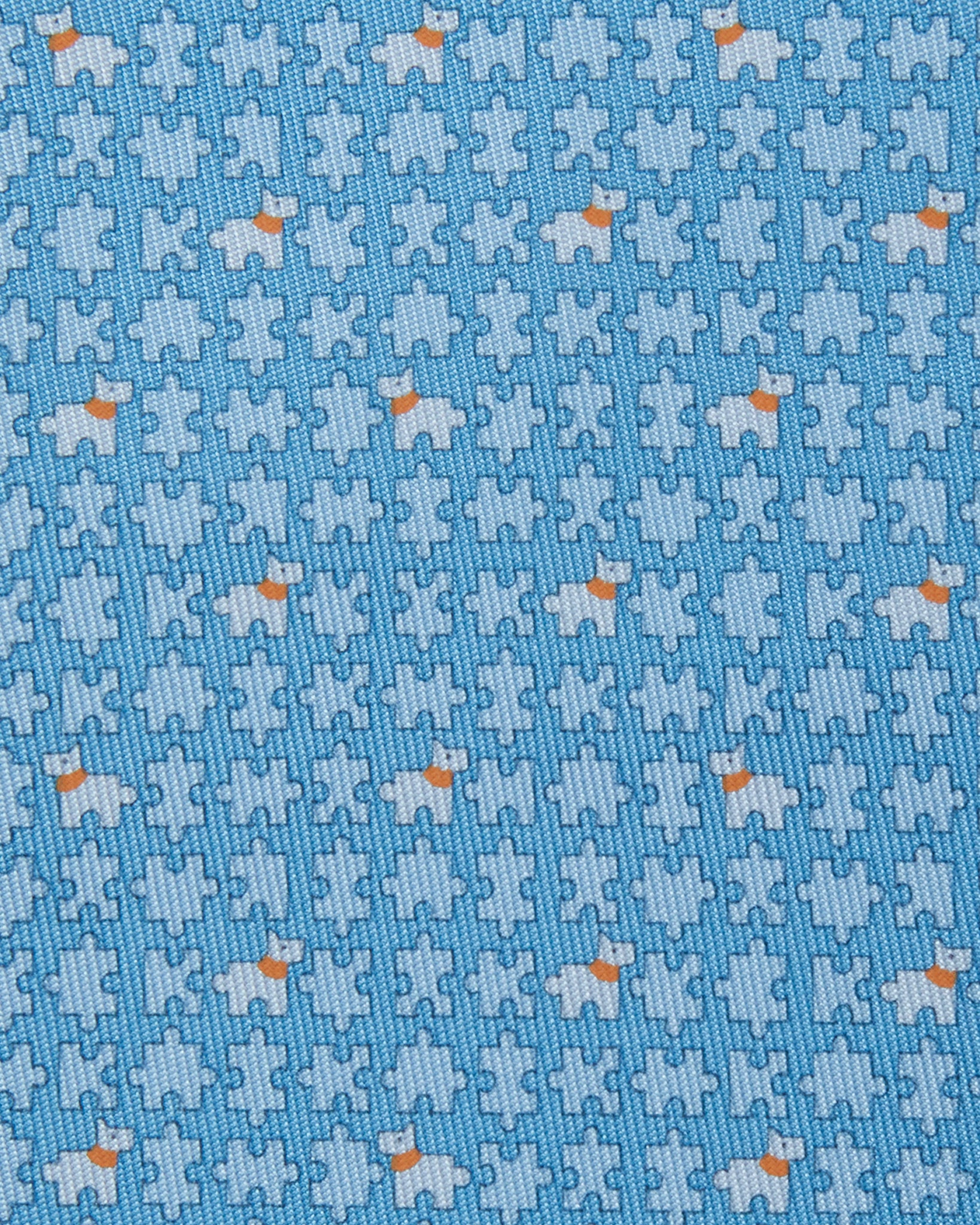 Silk Print Tie in Blue/Sky Puzzle