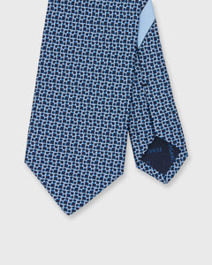 Silk Print Tie in Navy/Sky Link