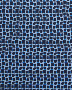 Silk Print Tie in Navy/Sky Link