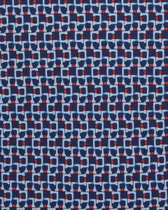 Silk Print Tie in Navy/Red Link