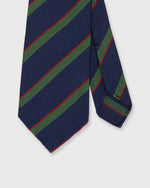 Load image into Gallery viewer, Silk Woven Tie in Navy/Olive/Red Stripe
