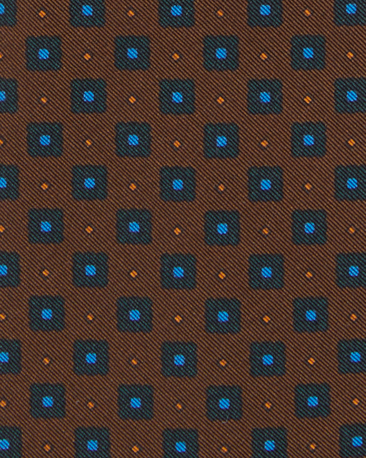 Irish Poplin Tie in Brown/Army/Blue Foulard