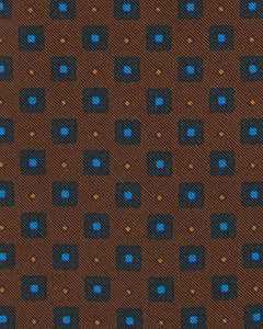 Irish Poplin Tie in Brown/Army/Blue Foulard