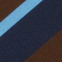 Irish Poplin Tie in Brown/Navy/Sky Stripe