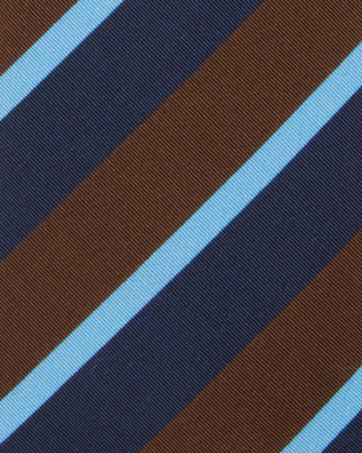 Irish Poplin Tie in Brown/Navy/Sky Stripe