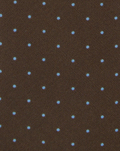 Irish Poplin Tie in Brown/Sky Pin Dot