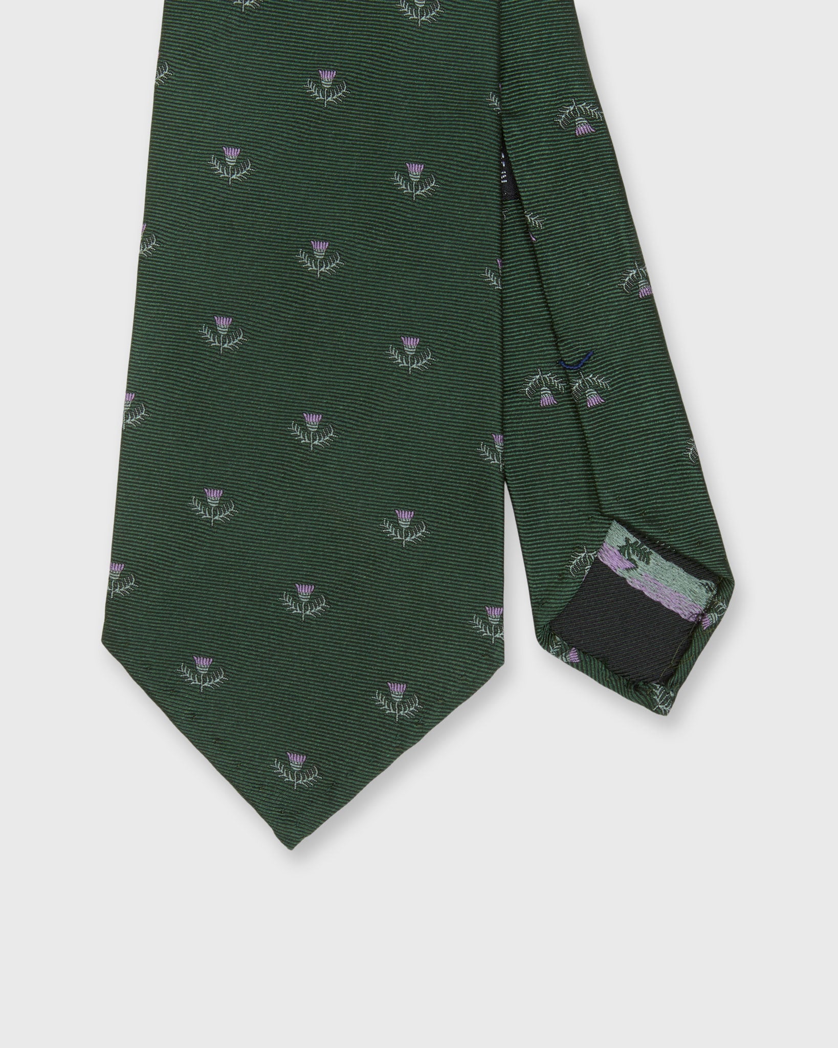 Silk Club Tie in Hunter/Lavender/Green Laurel