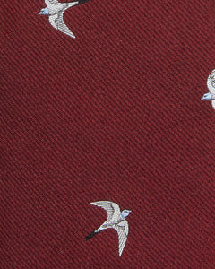 Silk Club Tie in Burgundy/White/Sky Swallow