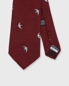 Silk Club Tie in Burgundy/White/Sky Swallow