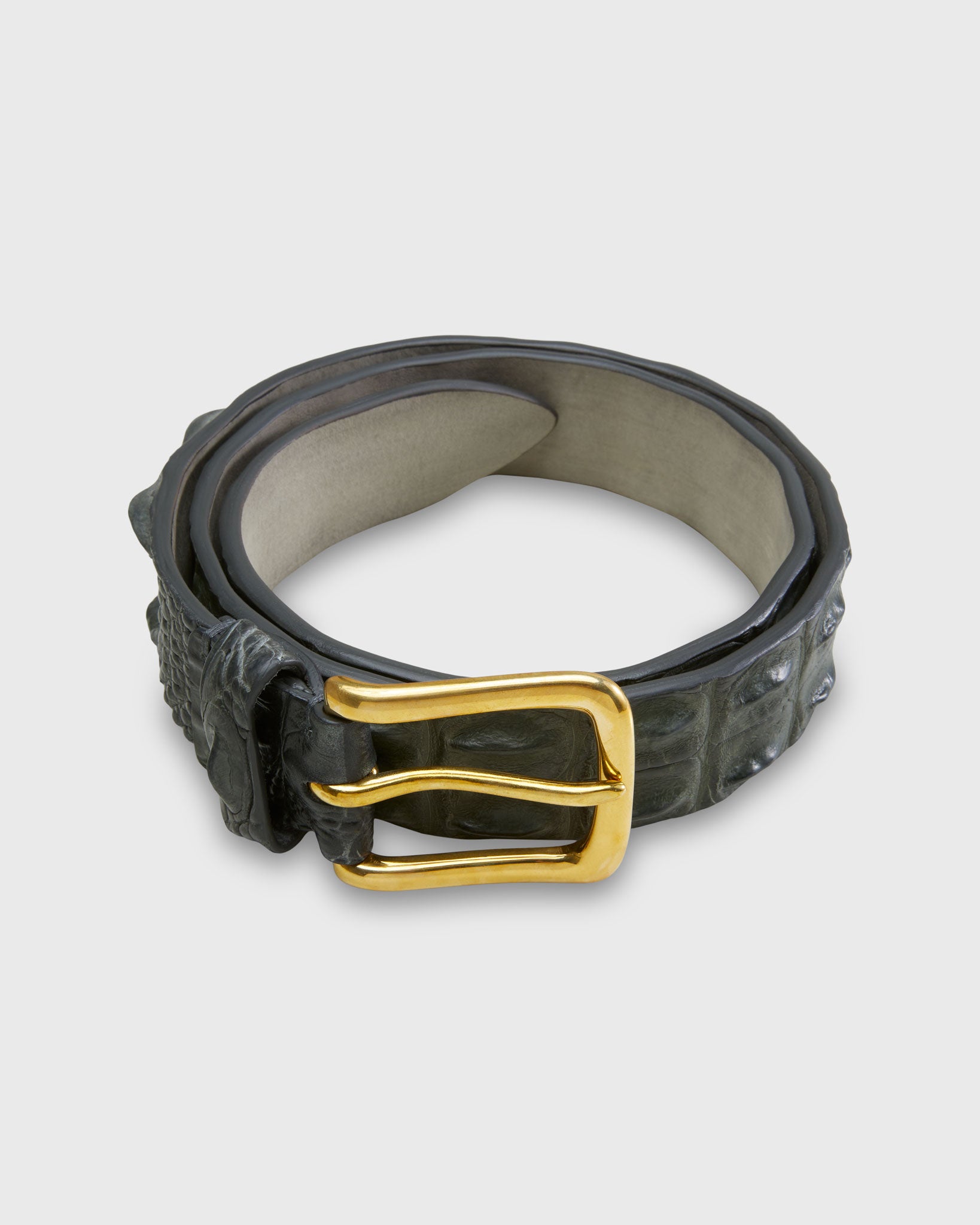 1 3/8" Hornback Crocodile Belt in Dark Olive