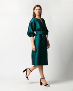 Load image into Gallery viewer, Trapunto Blouson Dress in Peacock Silk/Wool
