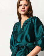 Load image into Gallery viewer, Trapunto Blouson Dress in Peacock Silk/Wool
