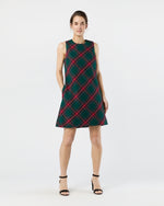 Load image into Gallery viewer, Susy Shift Dress in Green/Red Royal Stewart Tartan Wool
