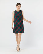 Load image into Gallery viewer, Susy Shift Dress in Green/Red Royal Stewart Tartan Wool
