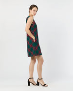 Load image into Gallery viewer, Susy Shift Dress in Green/Red Royal Stewart Tartan Wool
