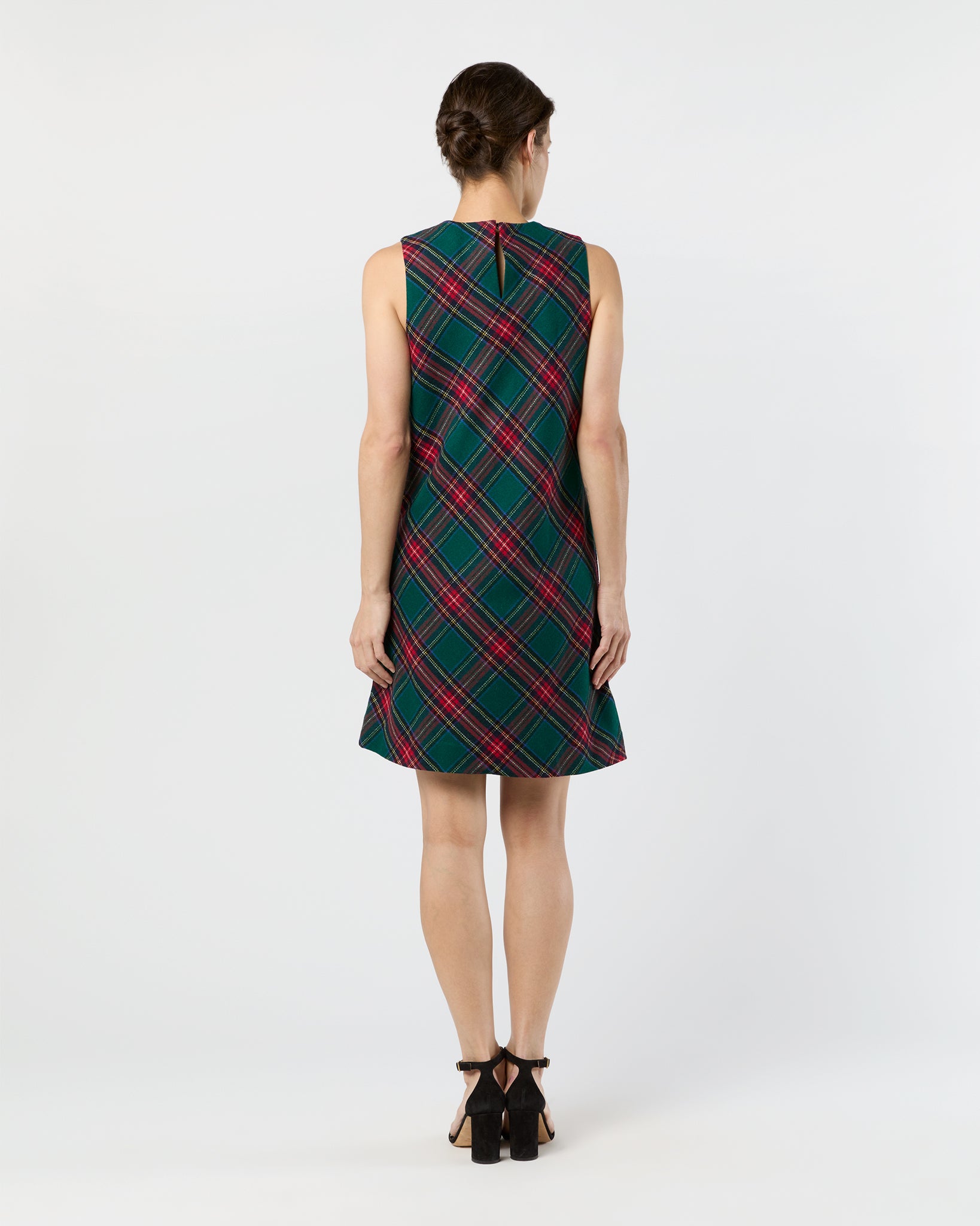 Susy Shift Dress in Green/Red Royal Stewart Tartan Wool