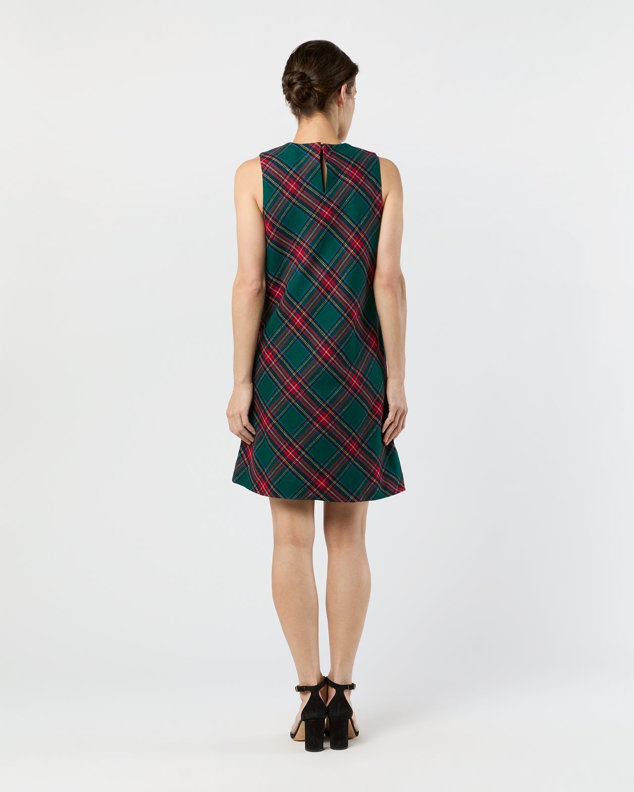 Susy Shift Dress in Green/Red Royal Stewart Tartan Wool