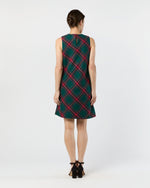 Load image into Gallery viewer, Susy Shift Dress in Green/Red Royal Stewart Tartan Wool
