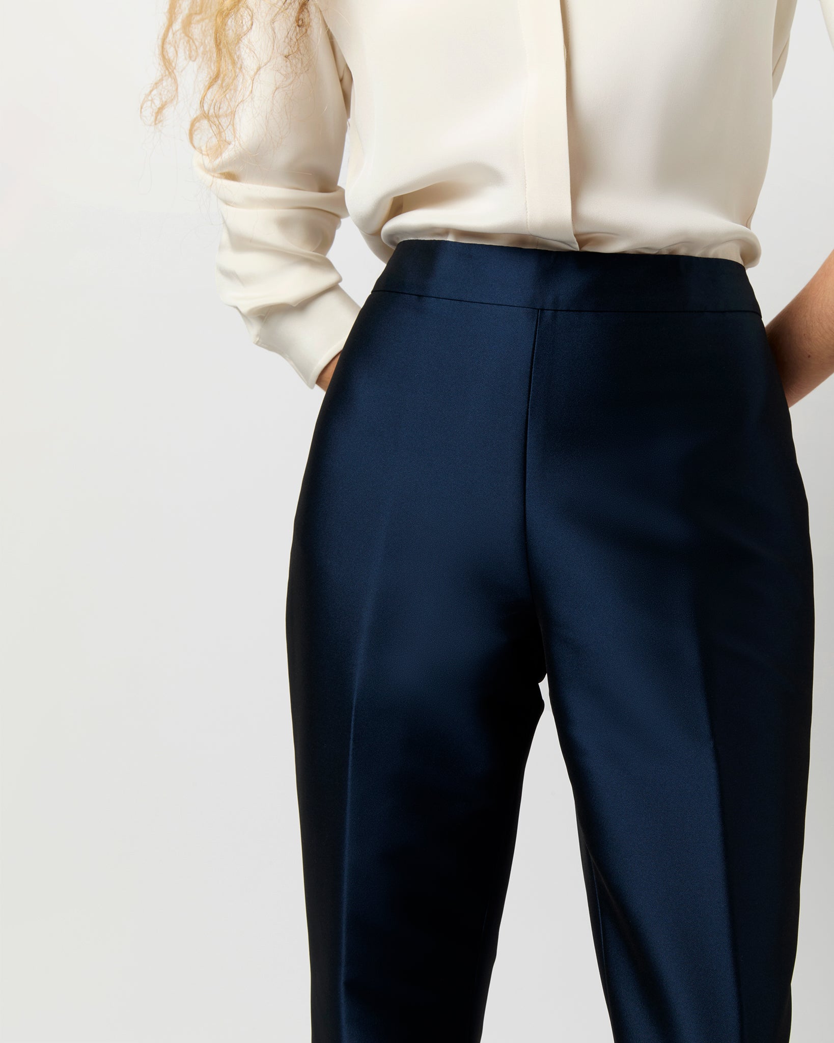 Julia Pant in Navy Mikado