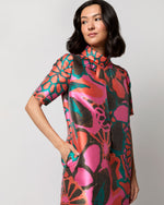 Load image into Gallery viewer, Luisa Dress in Pink/Orange Floral Mikado
