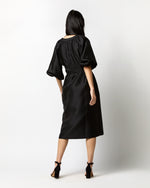 Load image into Gallery viewer, Trapunto Blouson Dress in Black Silk/Wool
