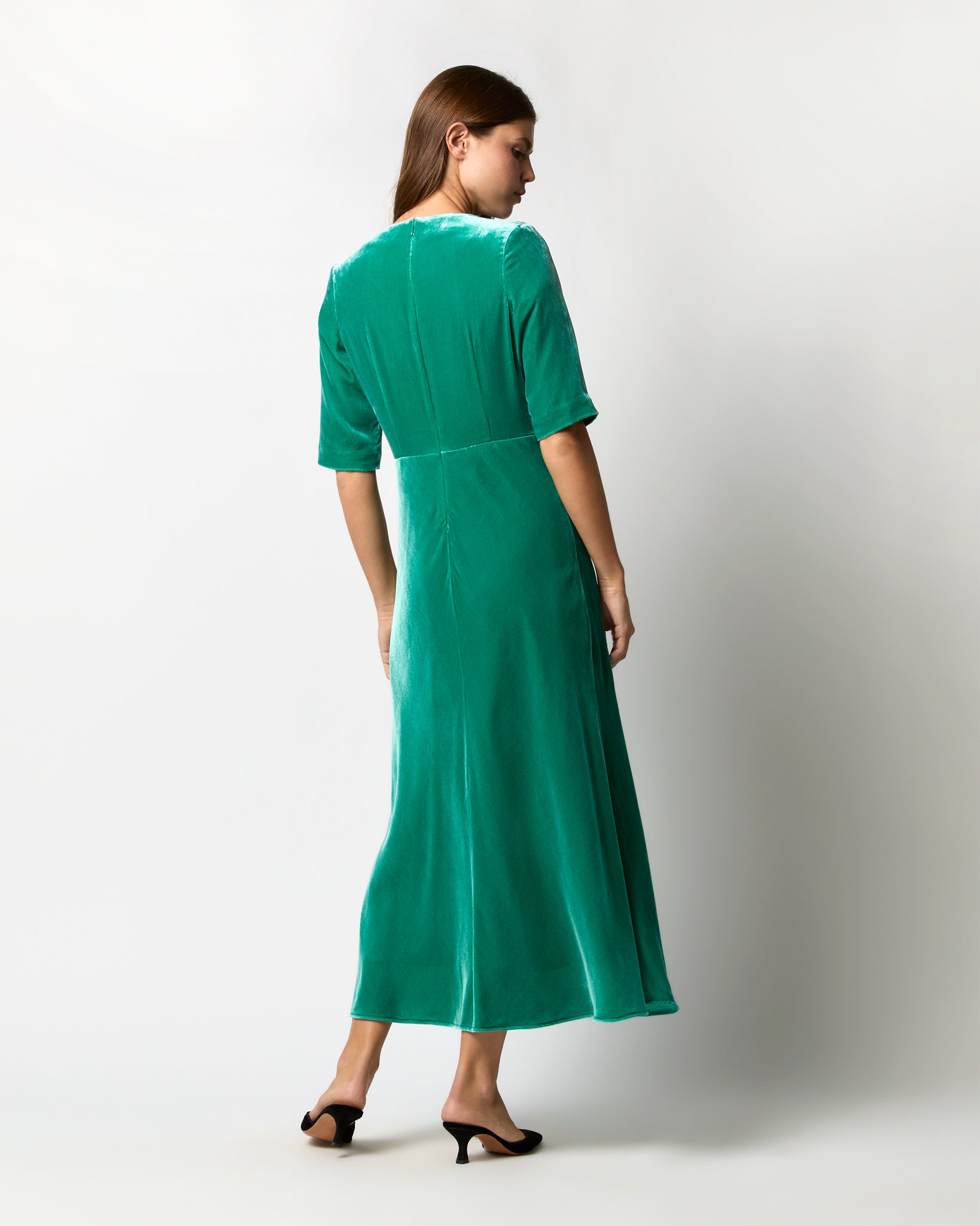 Lisa Dress in Jade Velvet