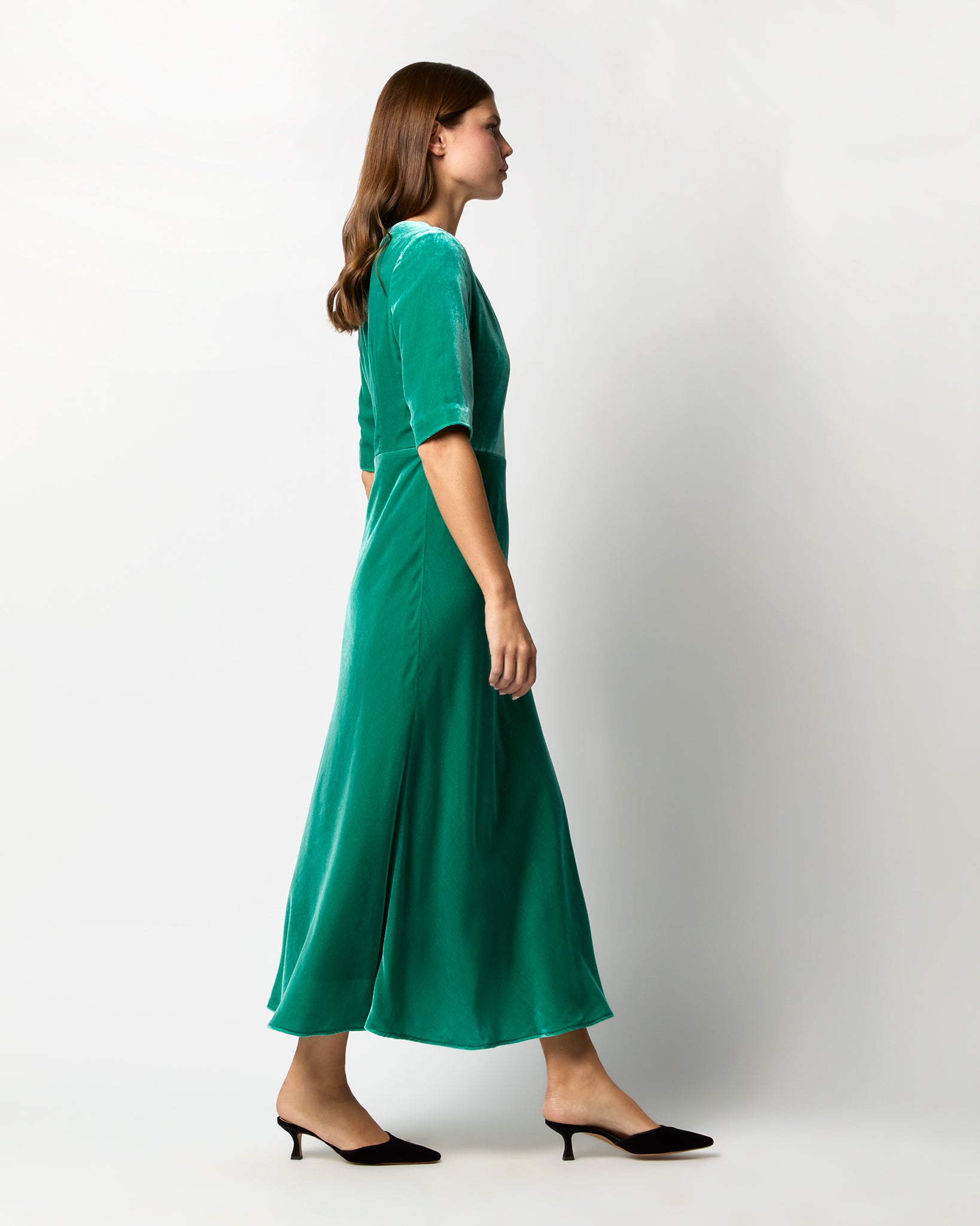 Lisa Dress in Jade Velvet