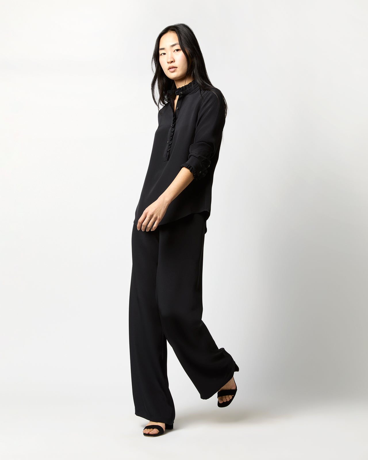 Kelly Pant in Black Silk Crepe de Chine