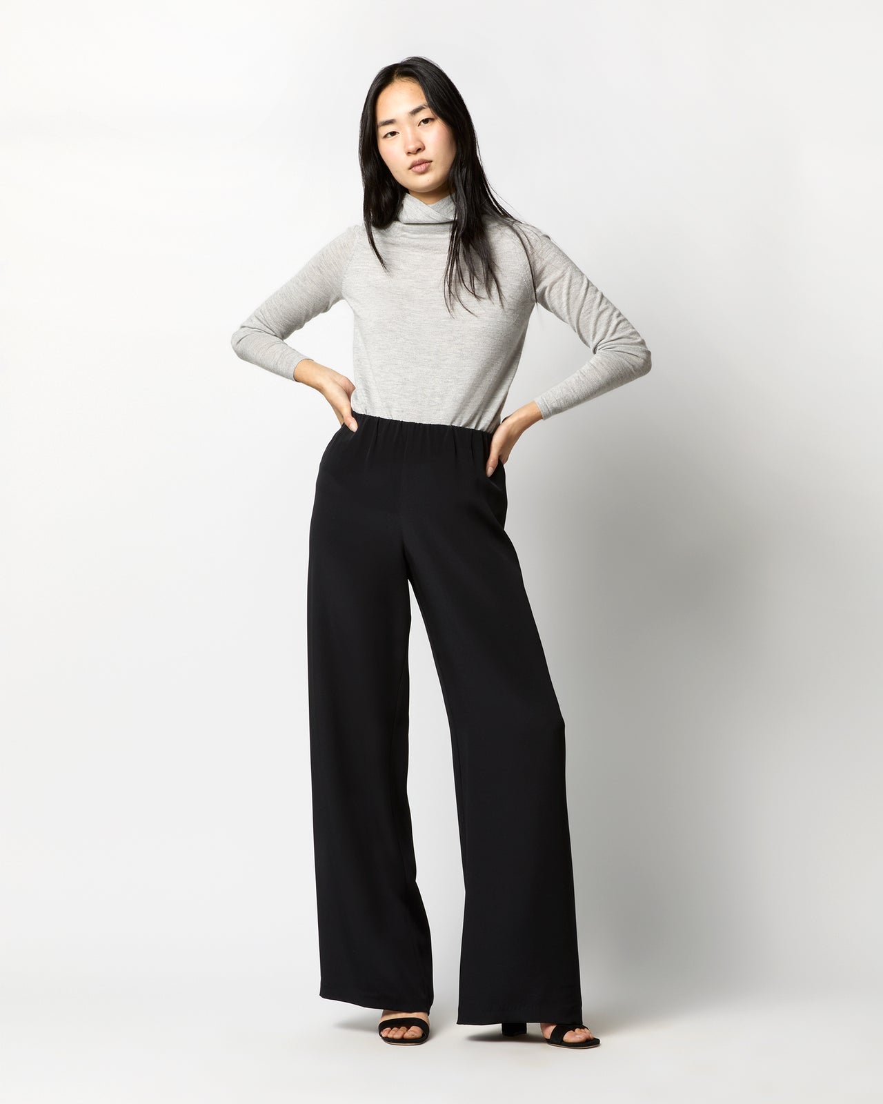Kelly Pant in Black Silk Crepe de Chine