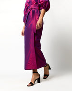 Load image into Gallery viewer, Kira Maxi Wrap Skirt in Berry Iridescent Silk Shantung
