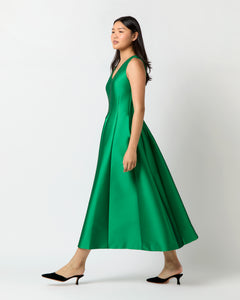 Victoire Dress in Kelly Green Mikado