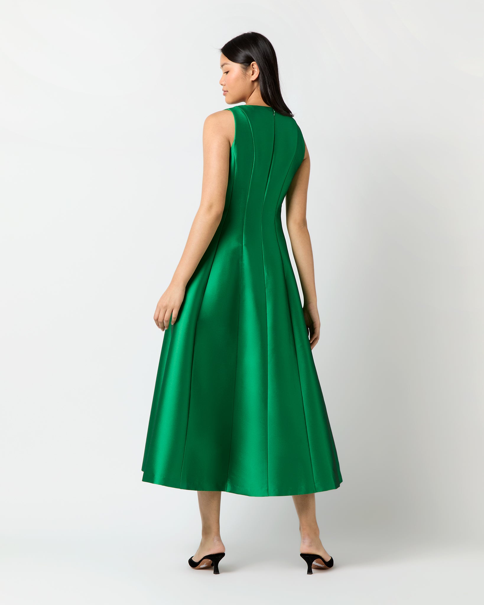 Victoire Dress in Kelly Green Mikado