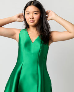 Victoire Dress in Kelly Green Mikado