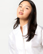 Load image into Gallery viewer, Christiane Bib-Front Tunic in Ivory Silk Shantung
