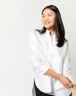 Load image into Gallery viewer, Christiane Bib-Front Tunic in Ivory Silk Shantung
