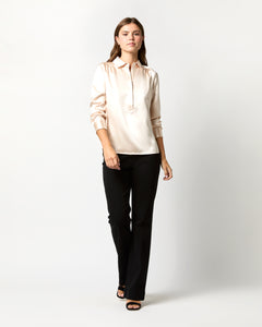 Natalia Blouse in Pale Pink Silk Charmeuse