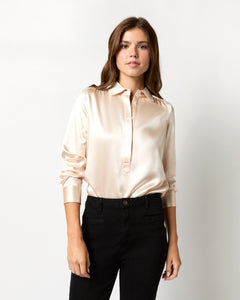 Natalia Blouse in Pale Pink Silk Charmeuse