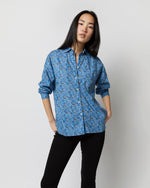 Load image into Gallery viewer, Weekender Shirt in Blue Eden&#39;s Awakening Liberty Fabric
