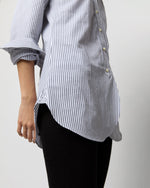 Load image into Gallery viewer, Boyfriend Shirt in Grey/White Bengal Stripe Compact Cotton
