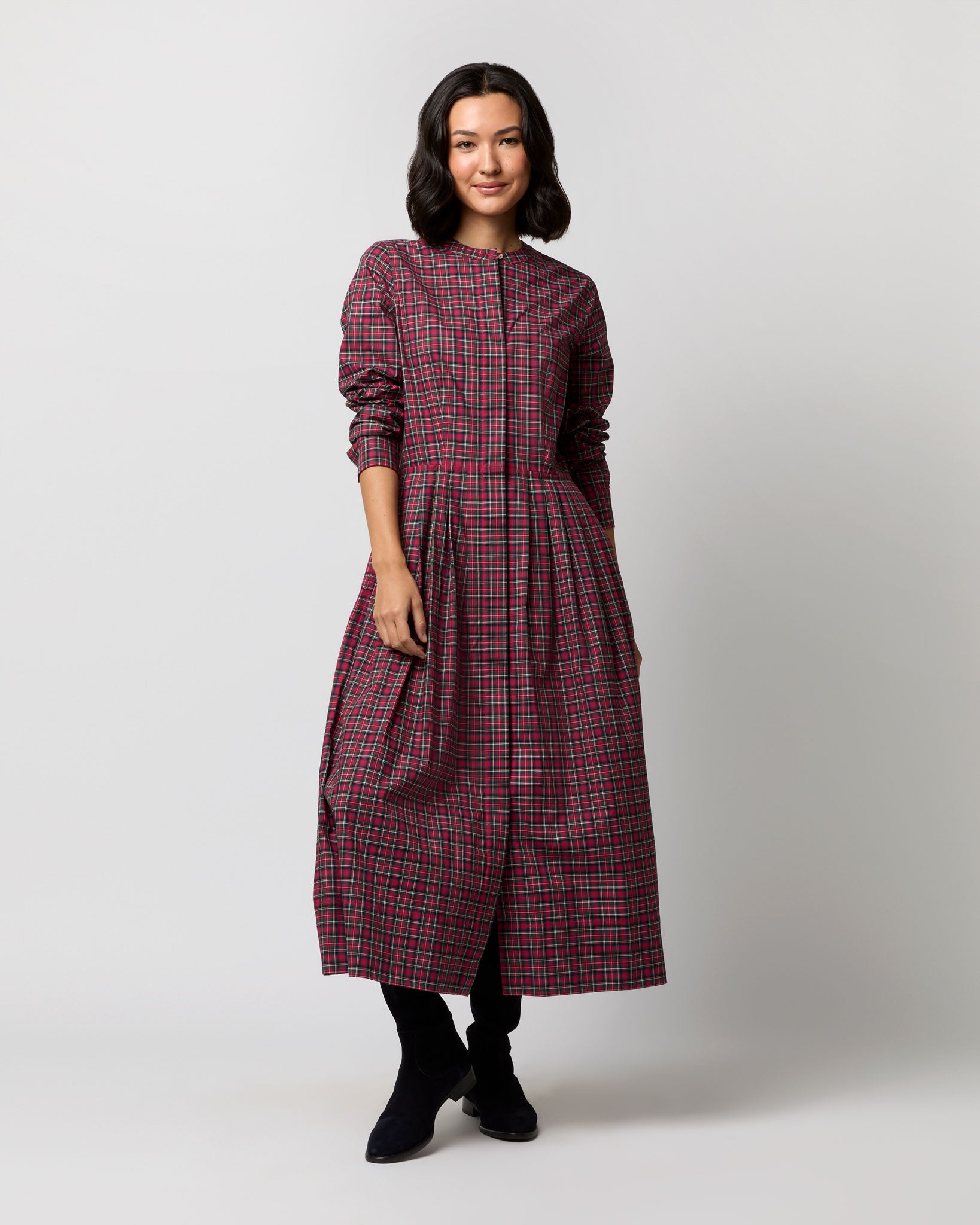 Felicity Shirtwaist Dress in Red Royal Stewart Tartan Poplin