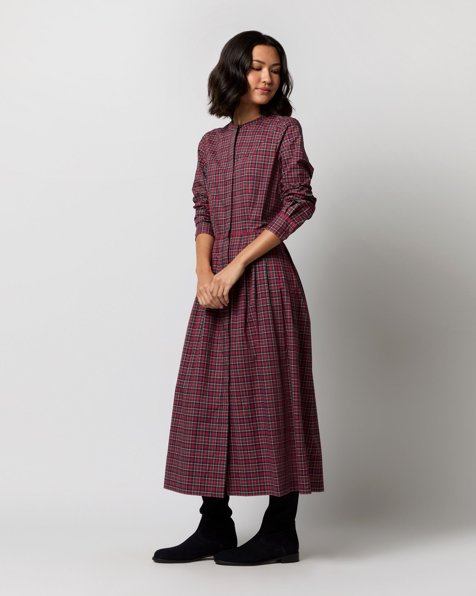 Felicity Shirtwaist Dress in Red Royal Stewart Tartan Poplin