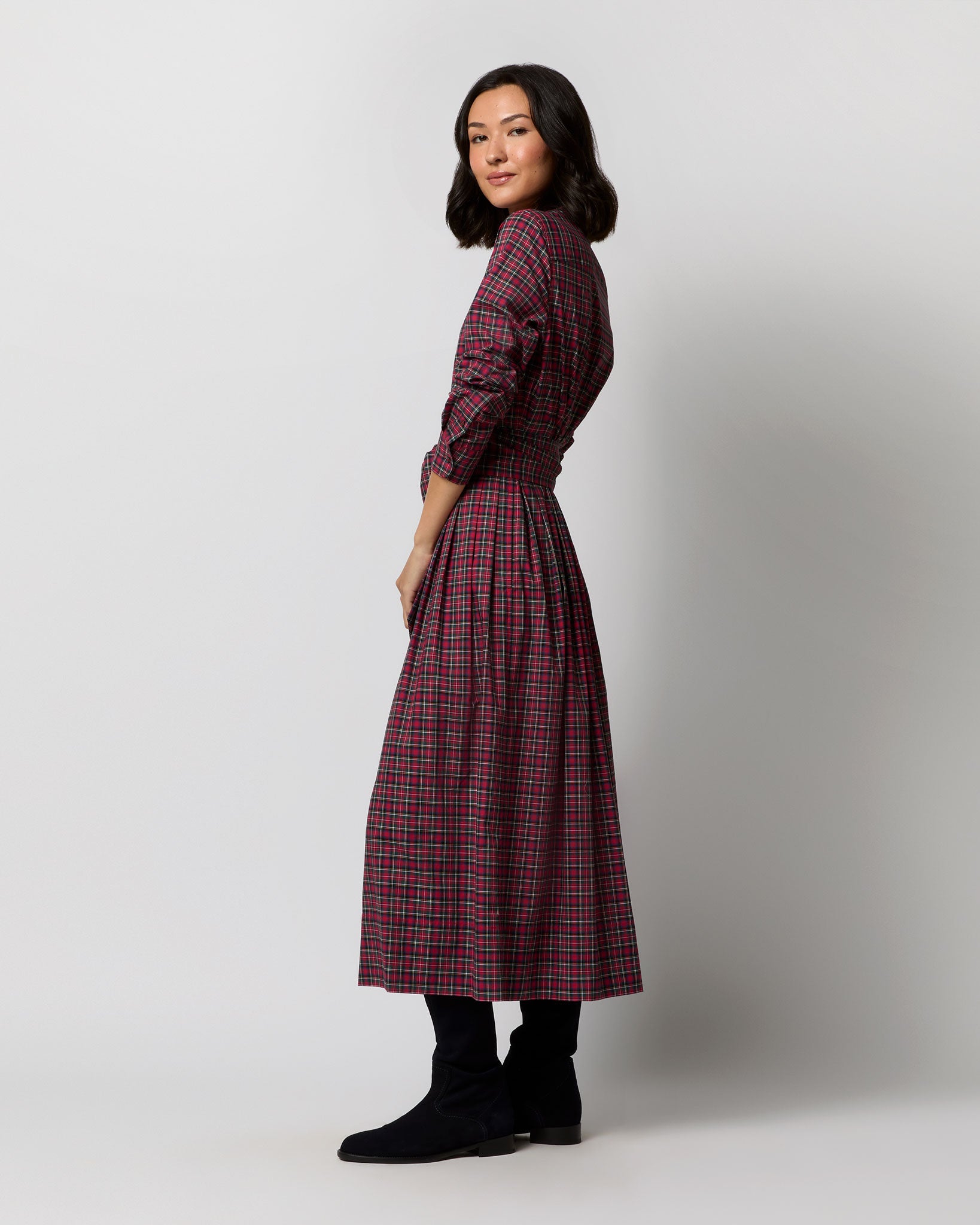 Felicity Shirtwaist Dress in Red Royal Stewart Tartan Poplin